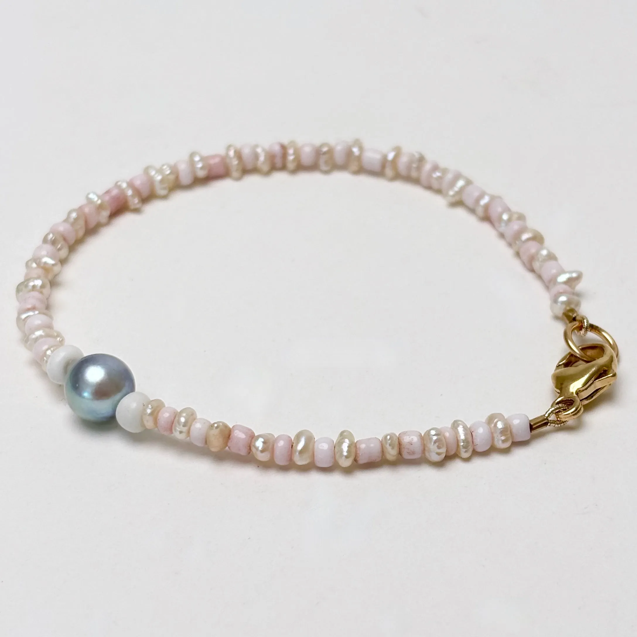 petal pink and blue akoya bracelet