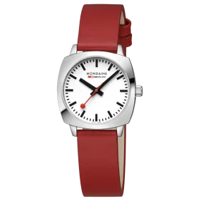 Petite Cushion, Red vegan grape leather, 31 mm