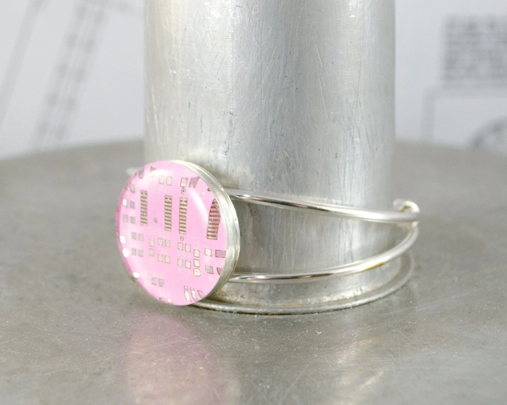 Pink Circuit Board Cuff Bracelet