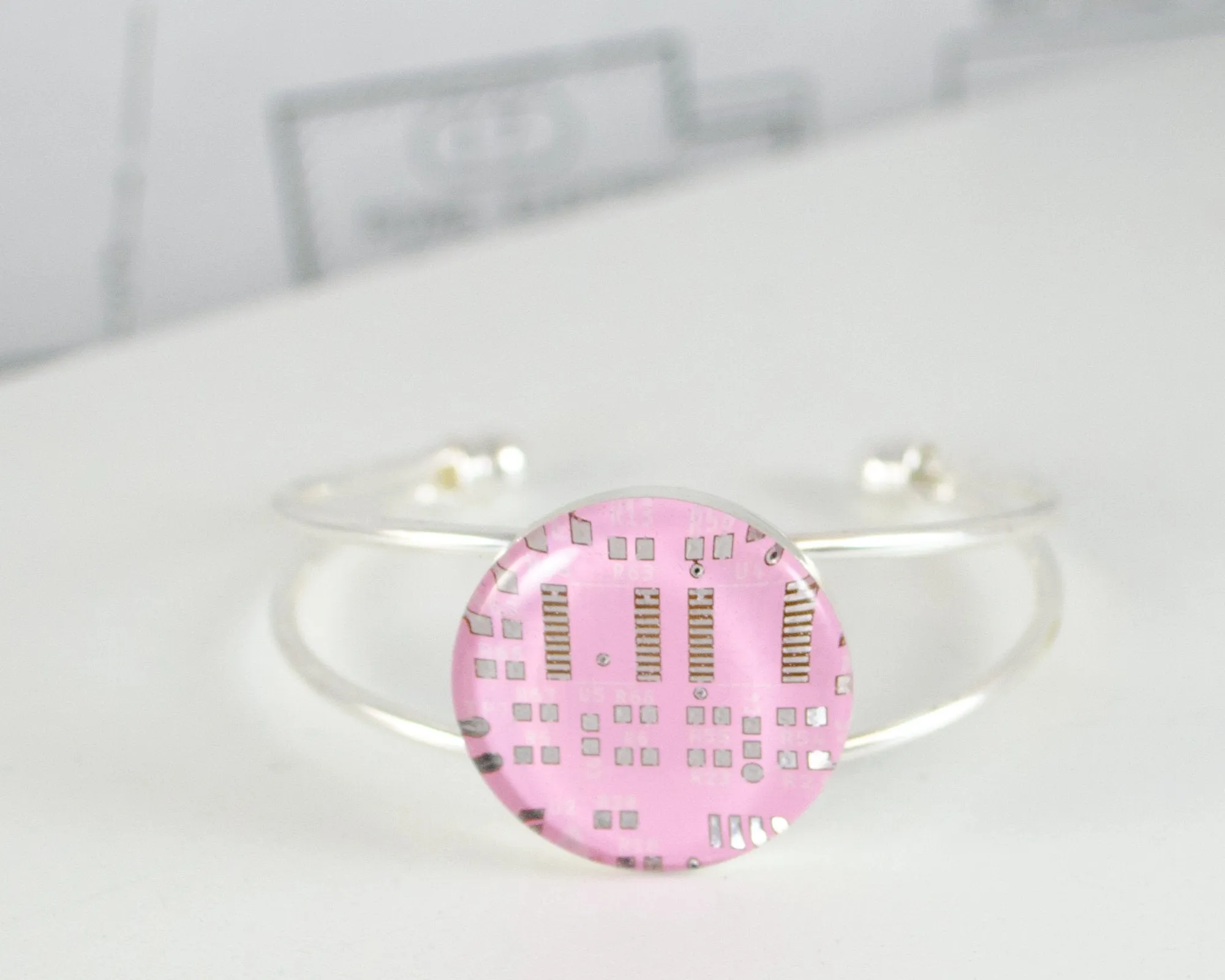 Pink Circuit Board Cuff Bracelet