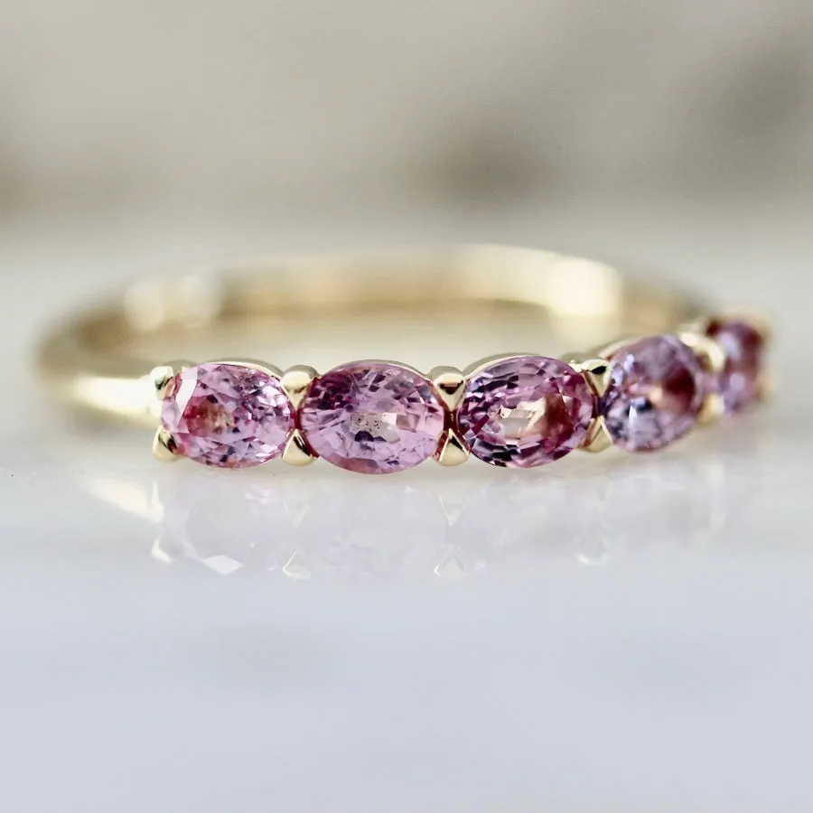 Pink Lemonade Oval Cut Sapphire Band