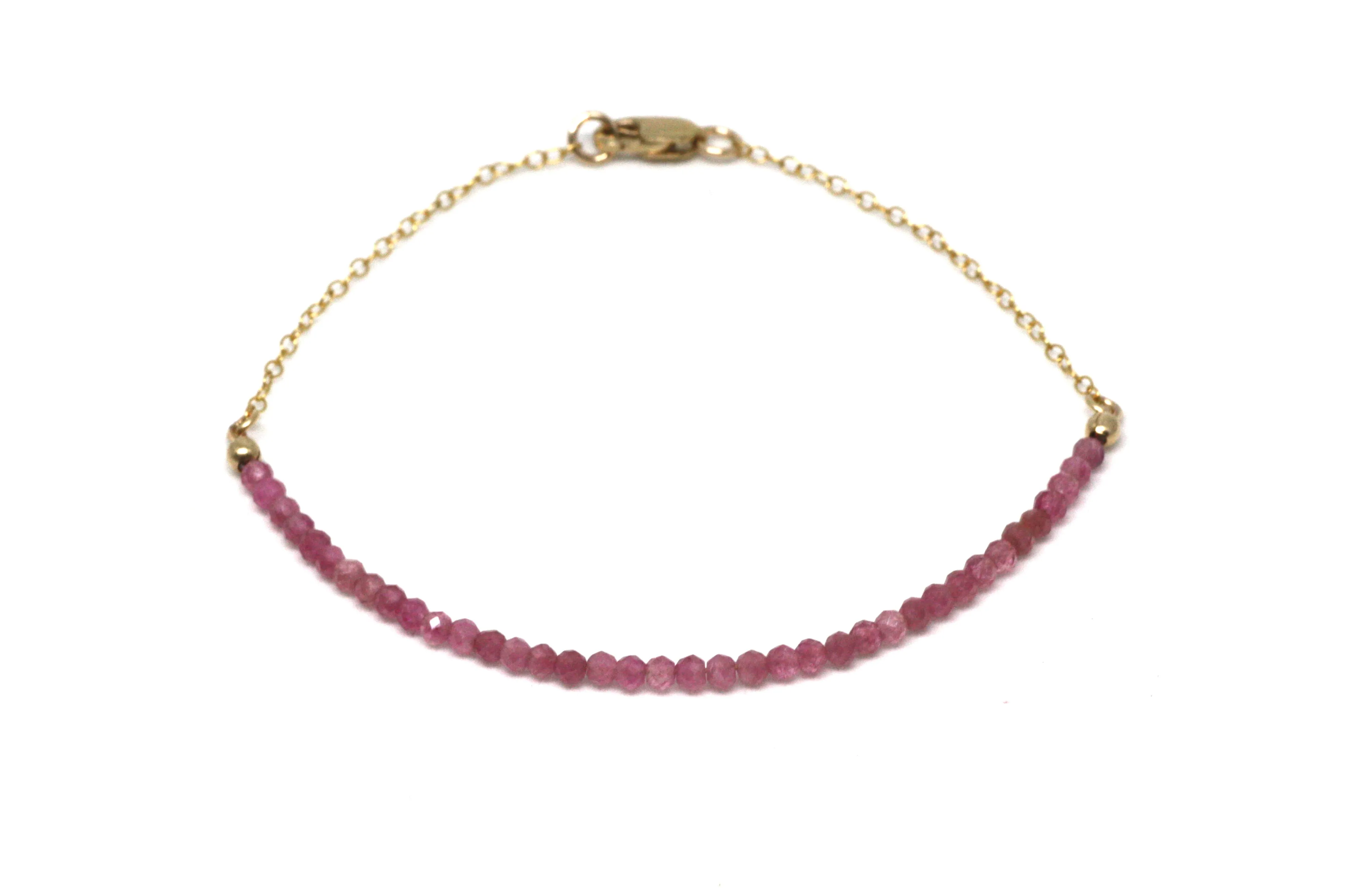Pink Tourmaline Gemstone Half Bar Bracelet
