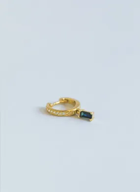Piper diamond sapphire single huggie 14k gold