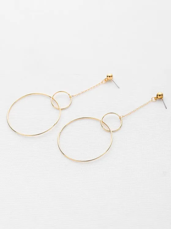 Popular Double Open Circle Drop Earrings