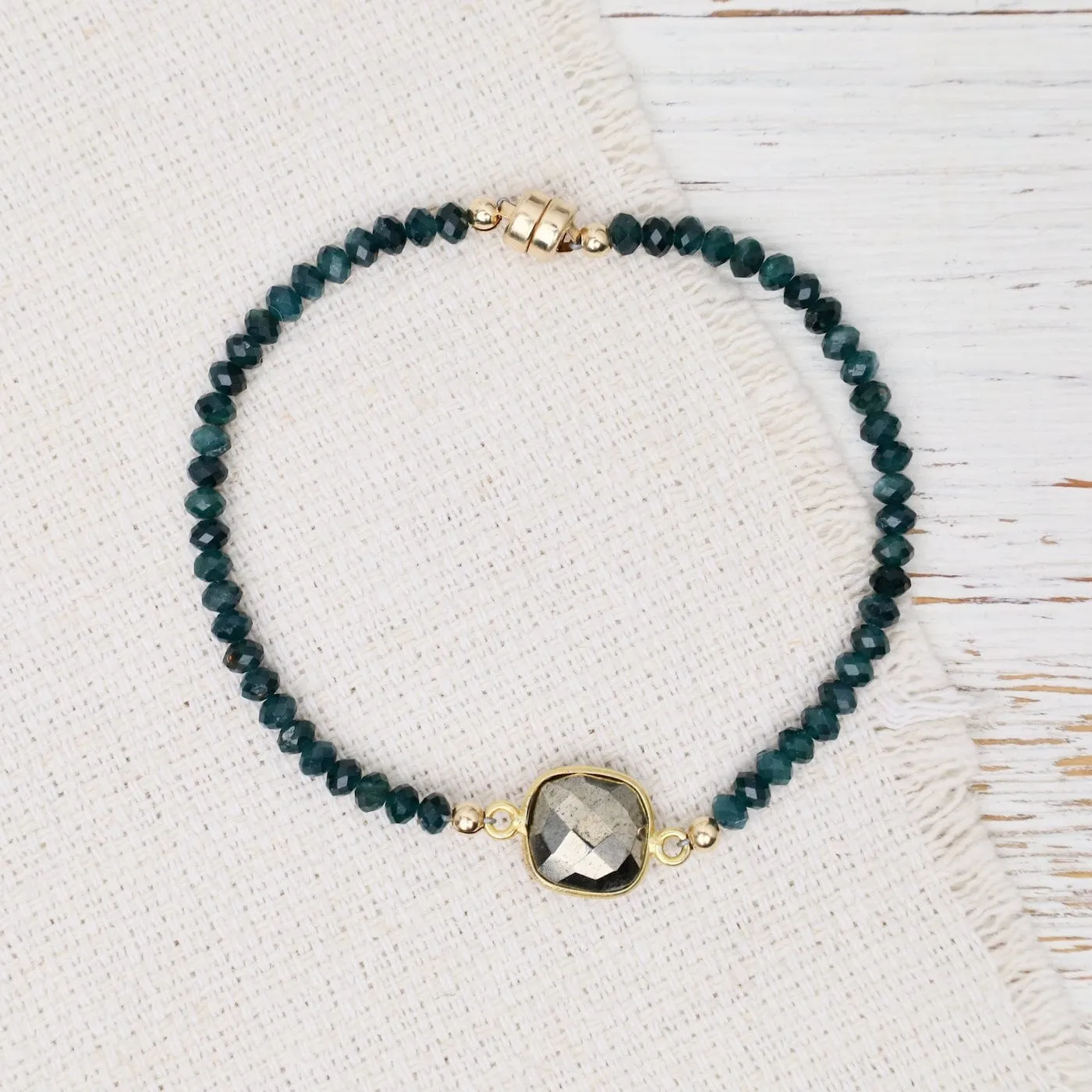 Pyrite Grandidierite Magnetic Bracelet