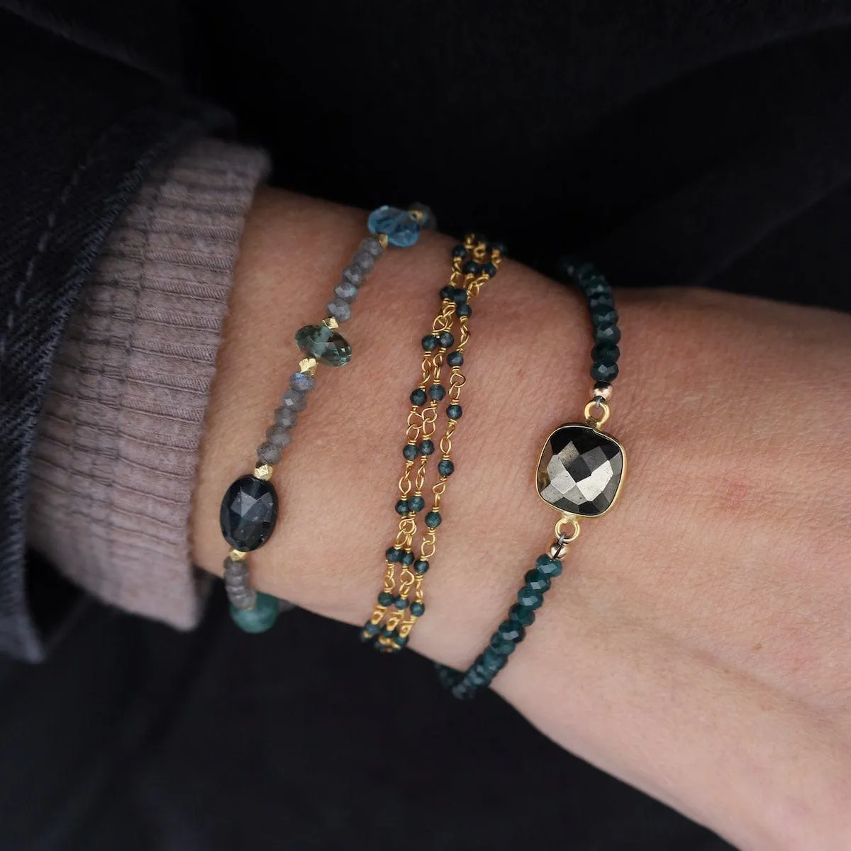 Pyrite Grandidierite Magnetic Bracelet