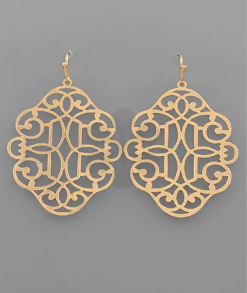 Quatrefoil Dangle Earrings - Gold
