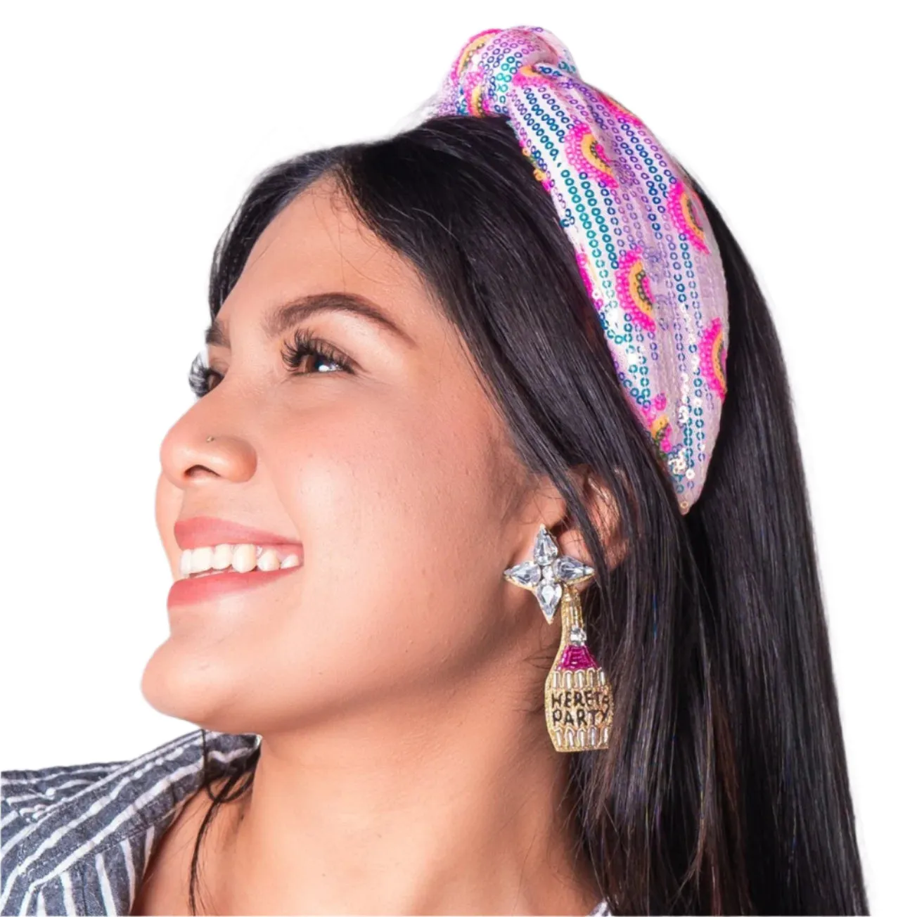 Rainbow Sequin Padded Knot Headband