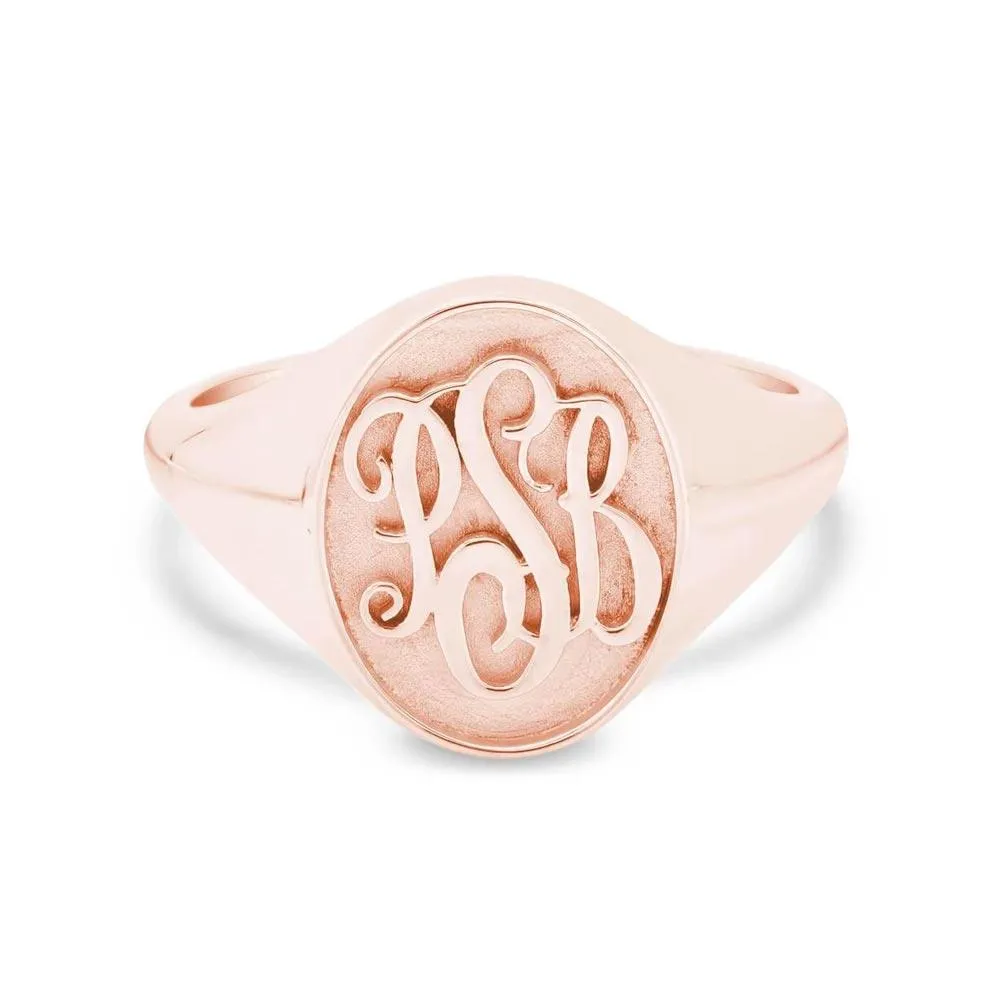 Raised Monogram Signet Ring for Women