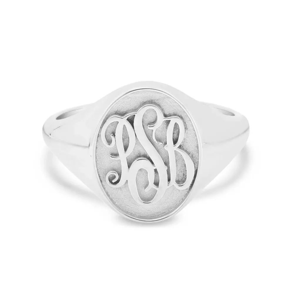 Raised Monogram Signet Ring for Women