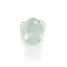 Ring - Prong Aquamarine Oval Cut Sterling Silver