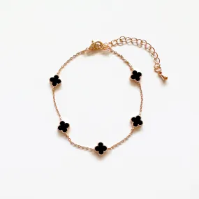 Rose Gold Black Vanya Clover Bracelet