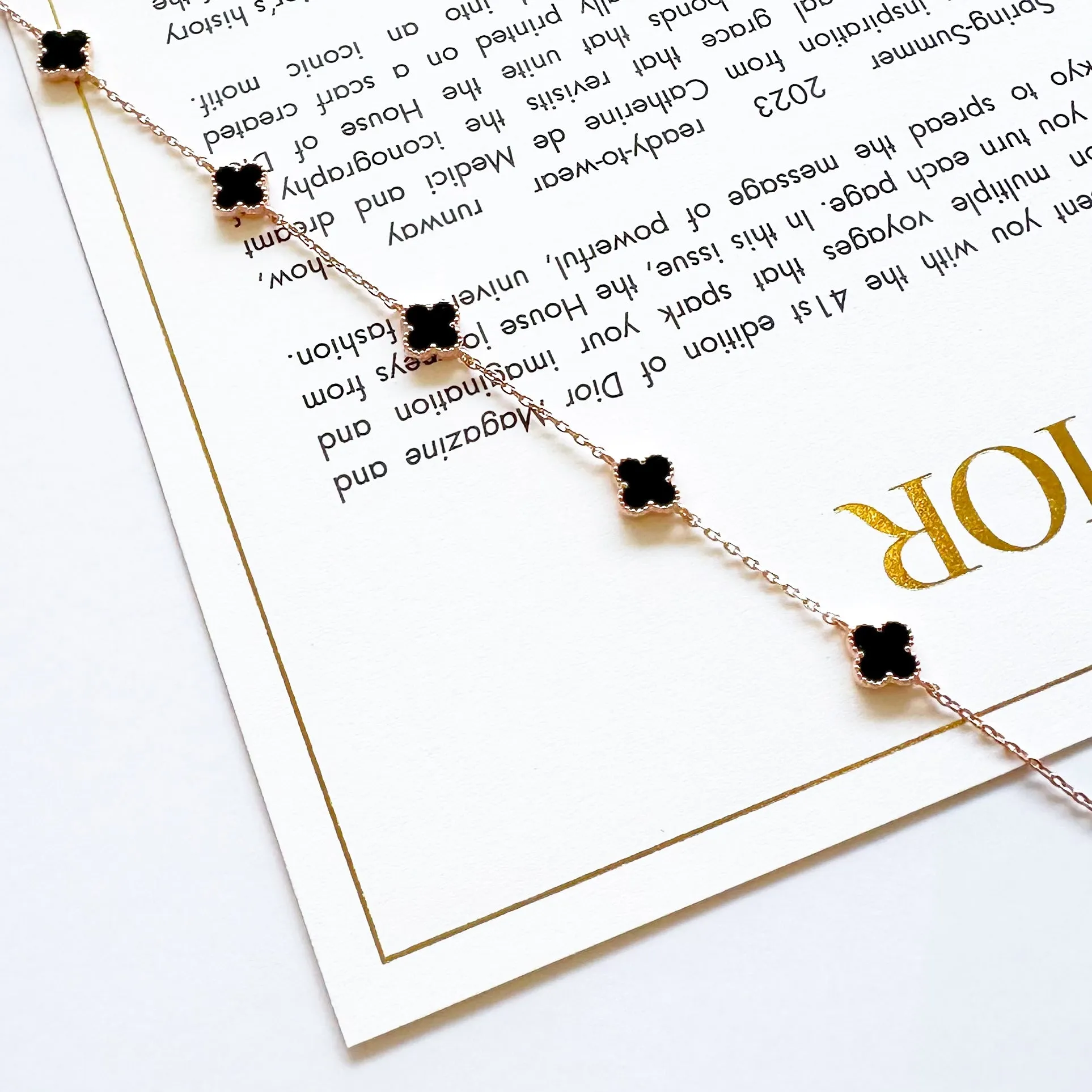 Rose Gold Black Vanya Clover Bracelet