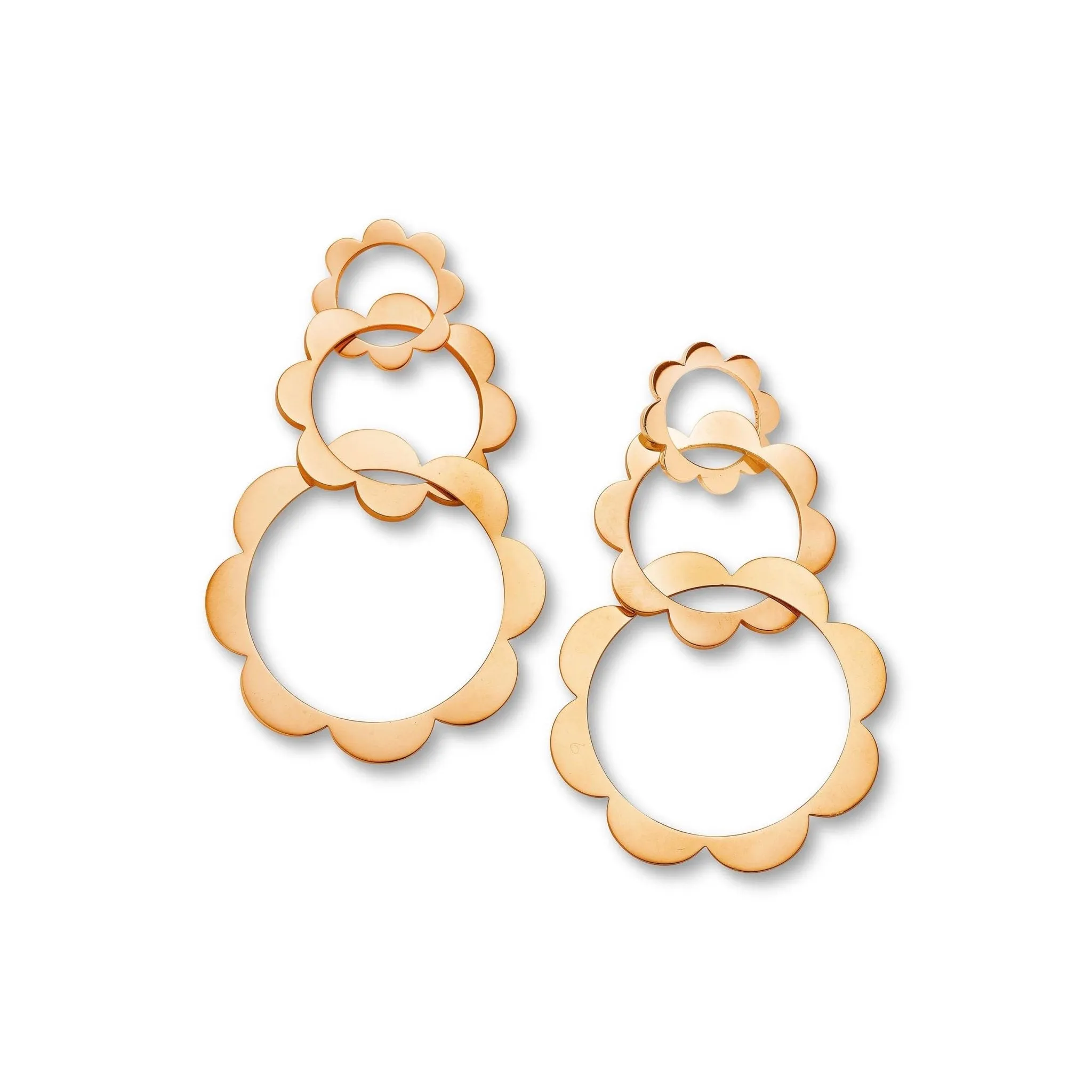Rose Gold Trio Unity Drop Earrings