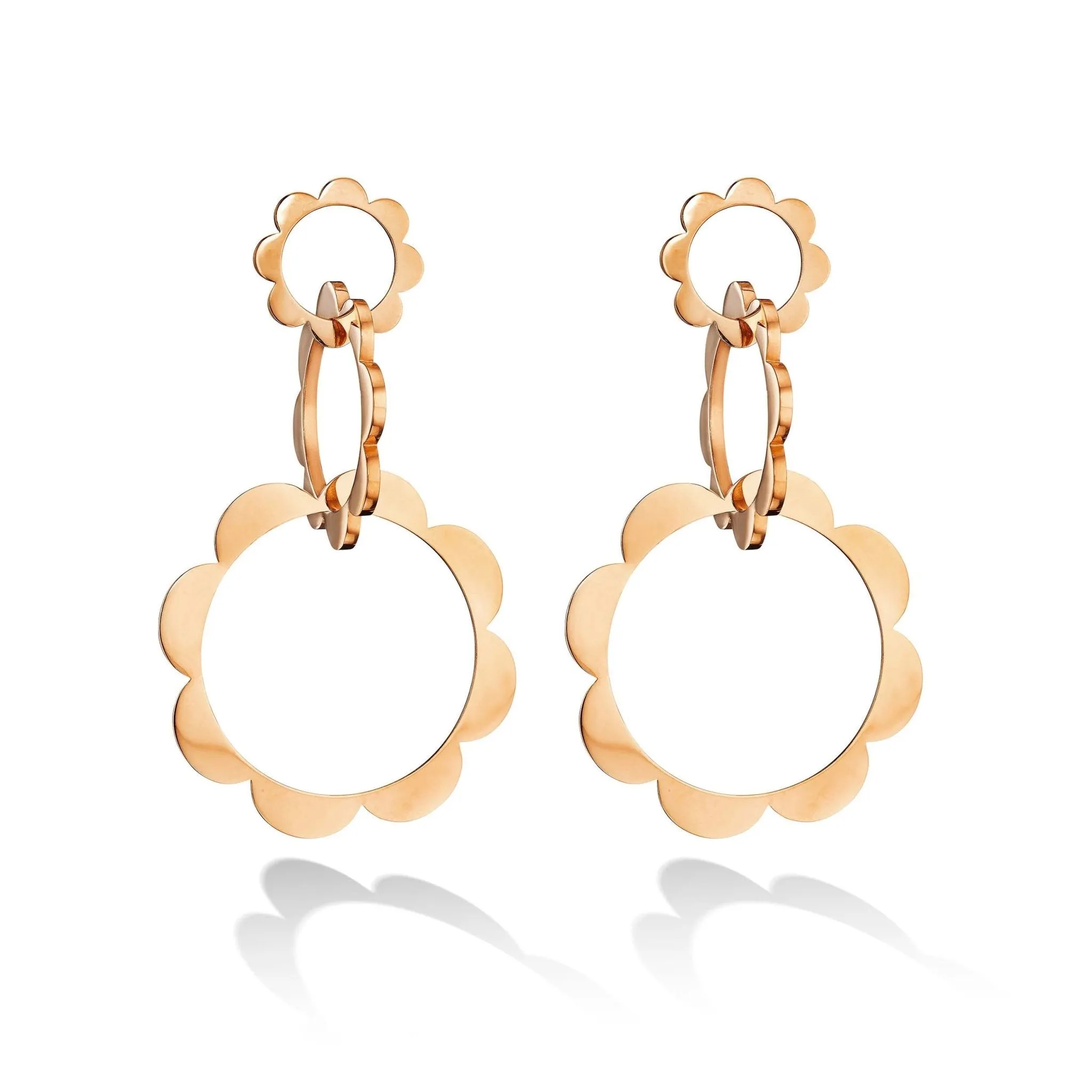 Rose Gold Trio Unity Drop Earrings