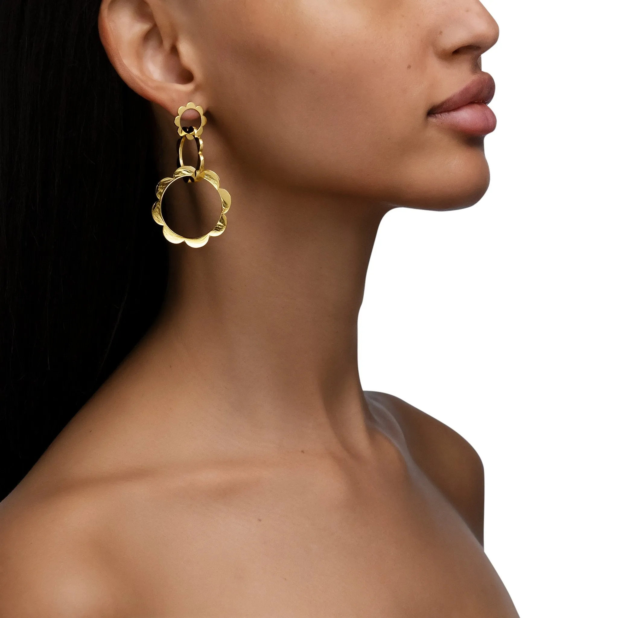 Rose Gold Trio Unity Drop Earrings