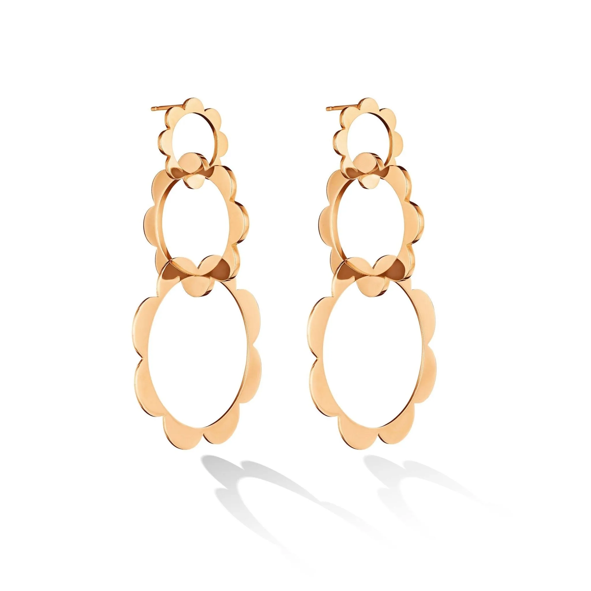 Rose Gold Trio Unity Drop Earrings