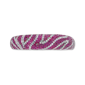 Ruby & White Sapphire Zebra Bangle Bracelet