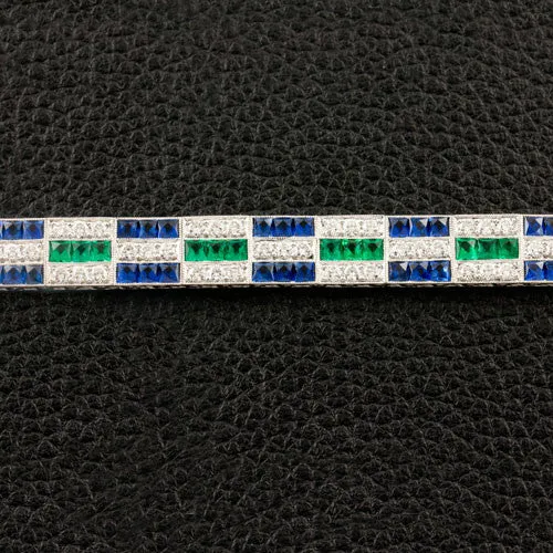 Sapphire, Emerald & Diamond Bracelet