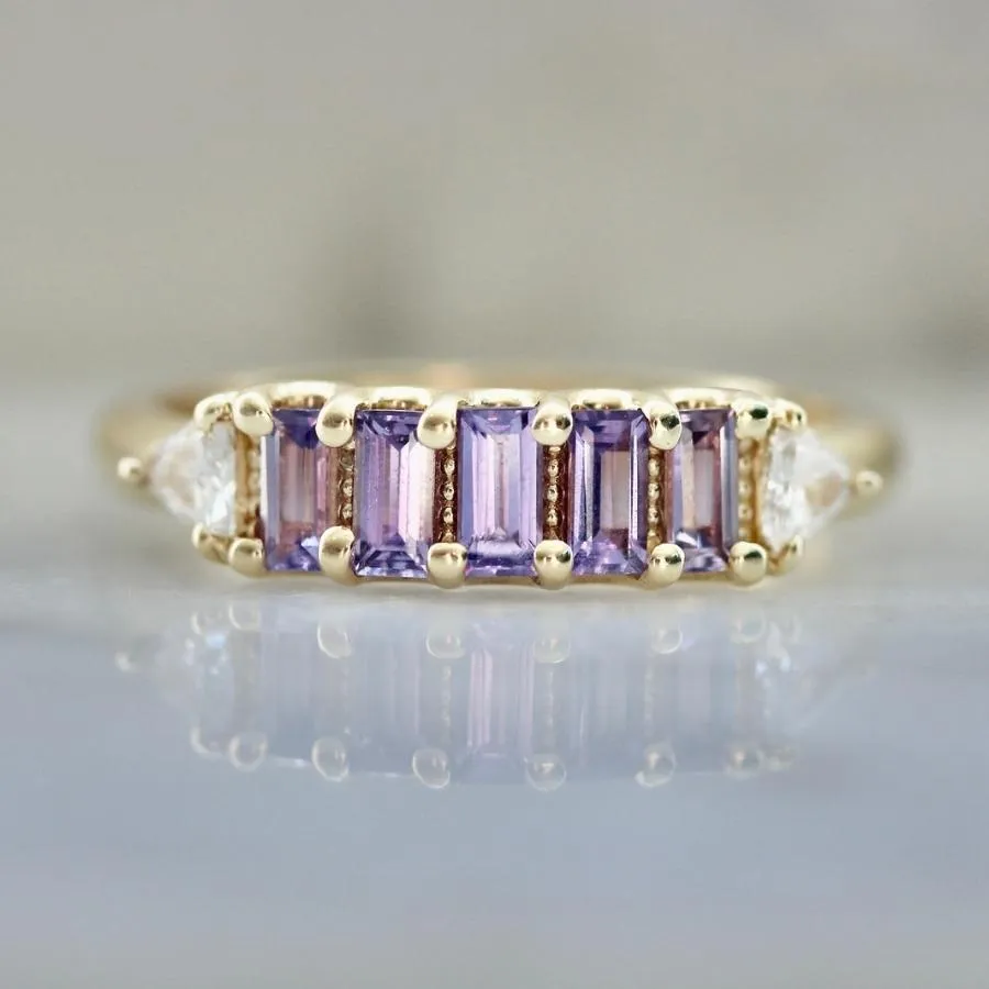 Secret Society Purple Rectangle Cut Sapphire Band