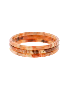 Set Of Three Orange Multi Color Bakelite Bangles