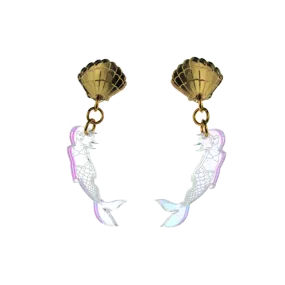 Shell and Mermaid Dangle Earrings