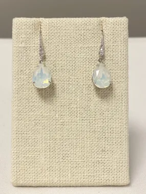 Silver and opal bridal earrings