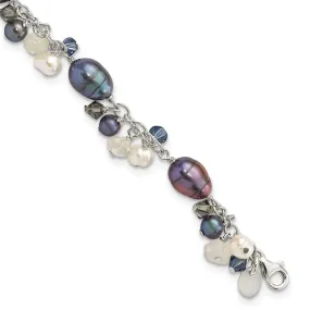 Silver Crystal Fresh Water Pearl Bracelet