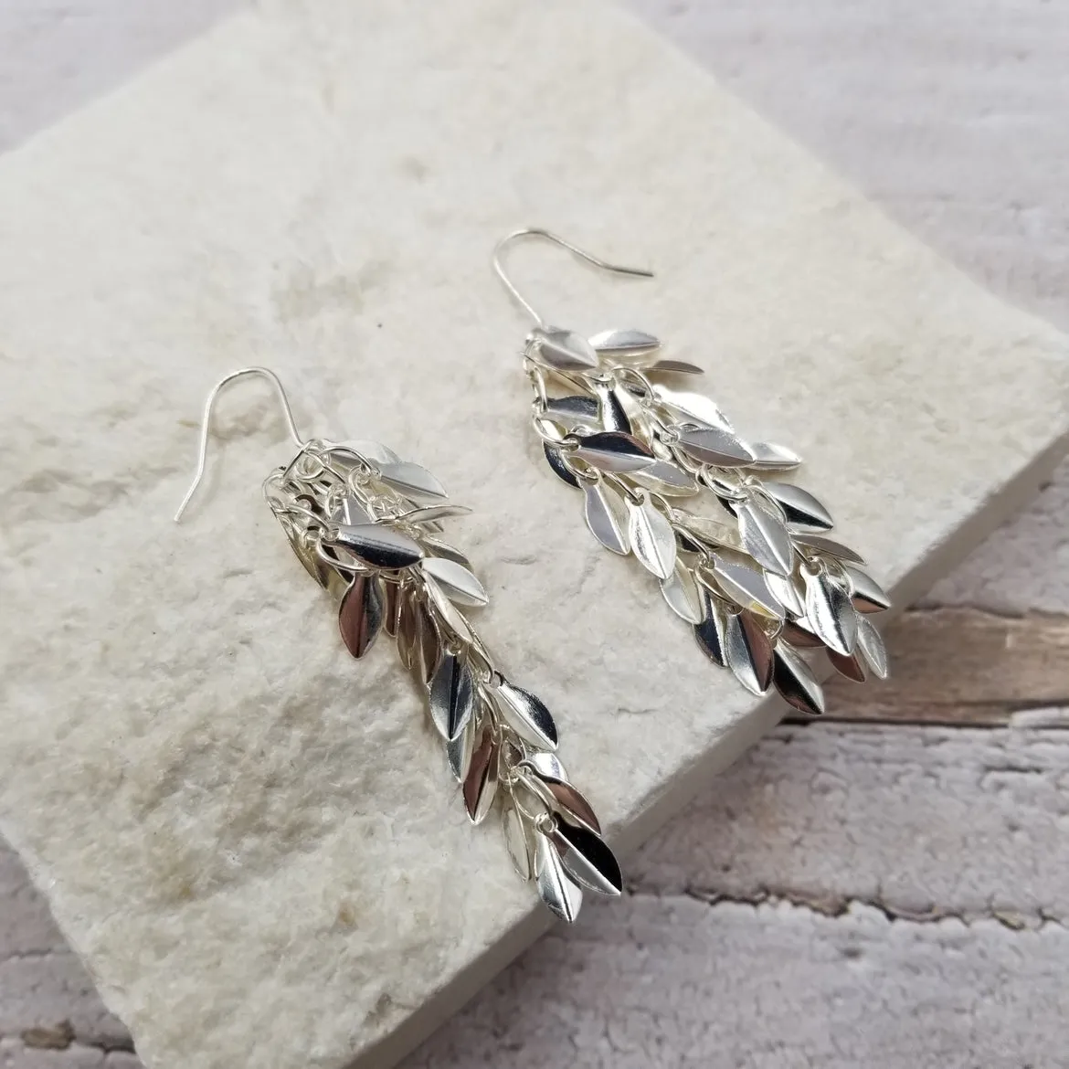 Silver Leaves Dangle Earrings