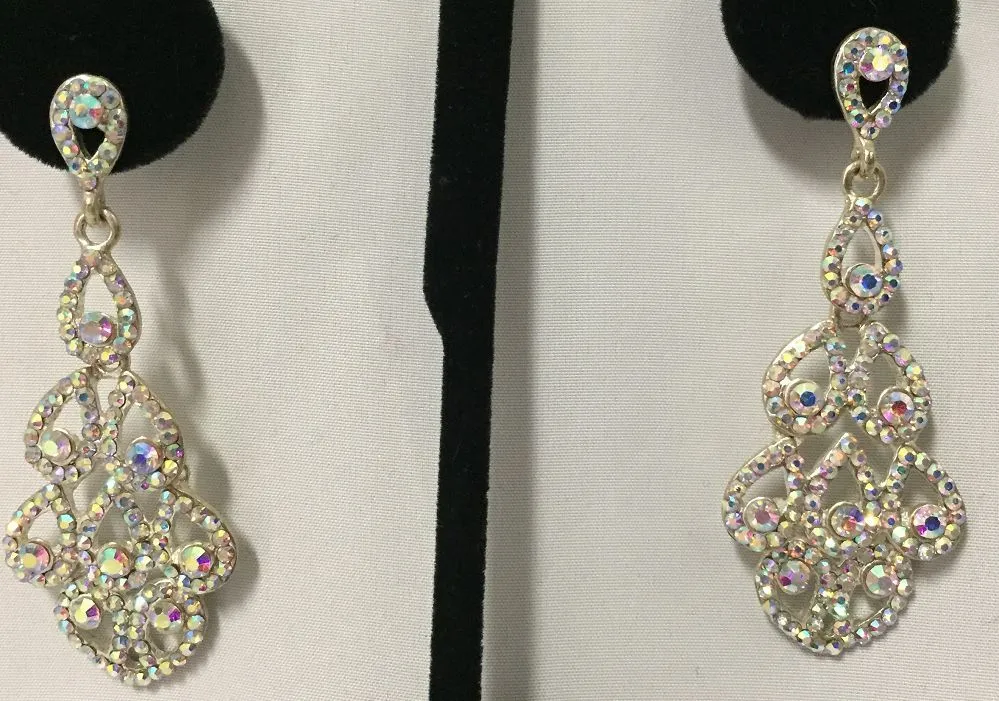 Silver TD Multi Row Earrings