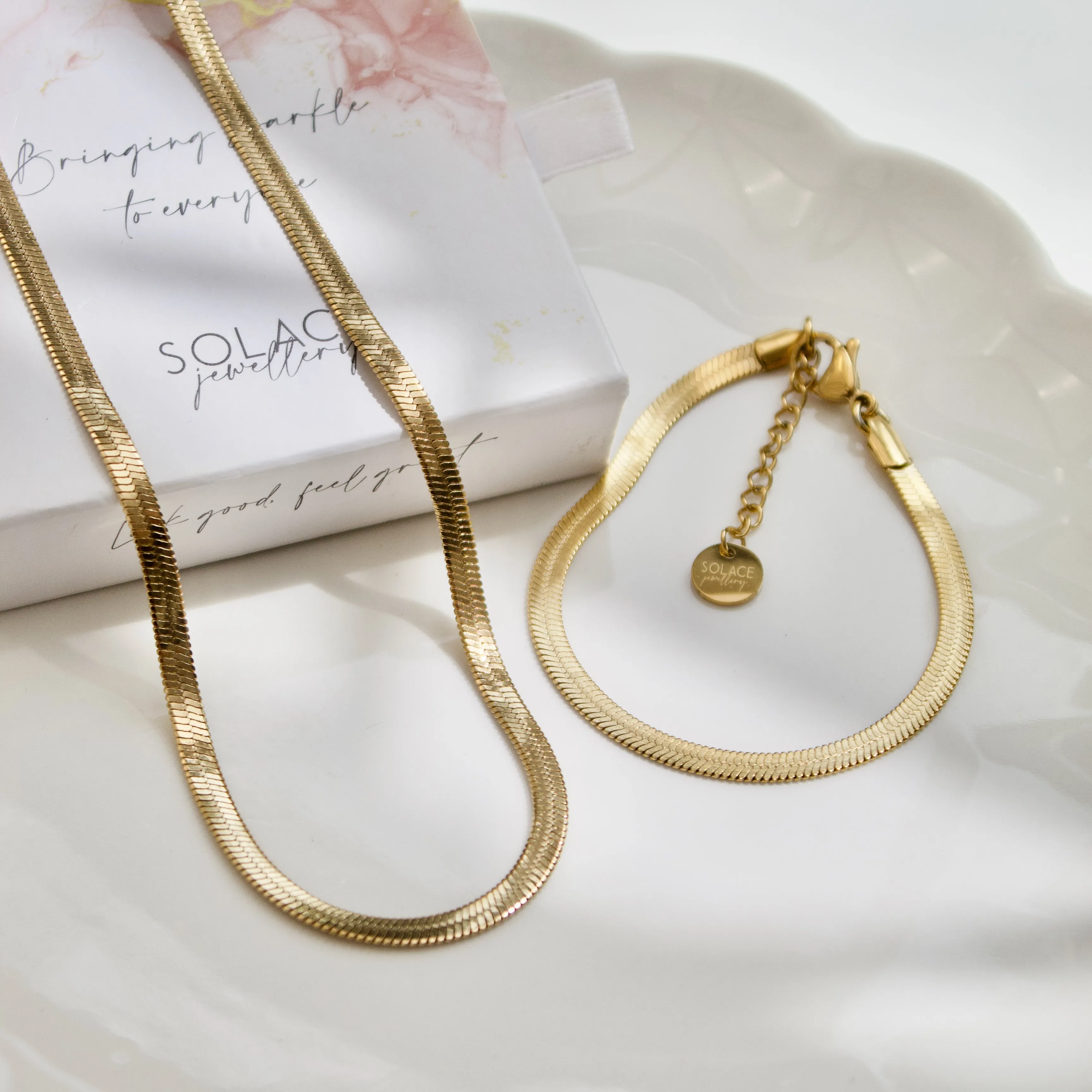 Snake Chain Necklace and Bracelet Set