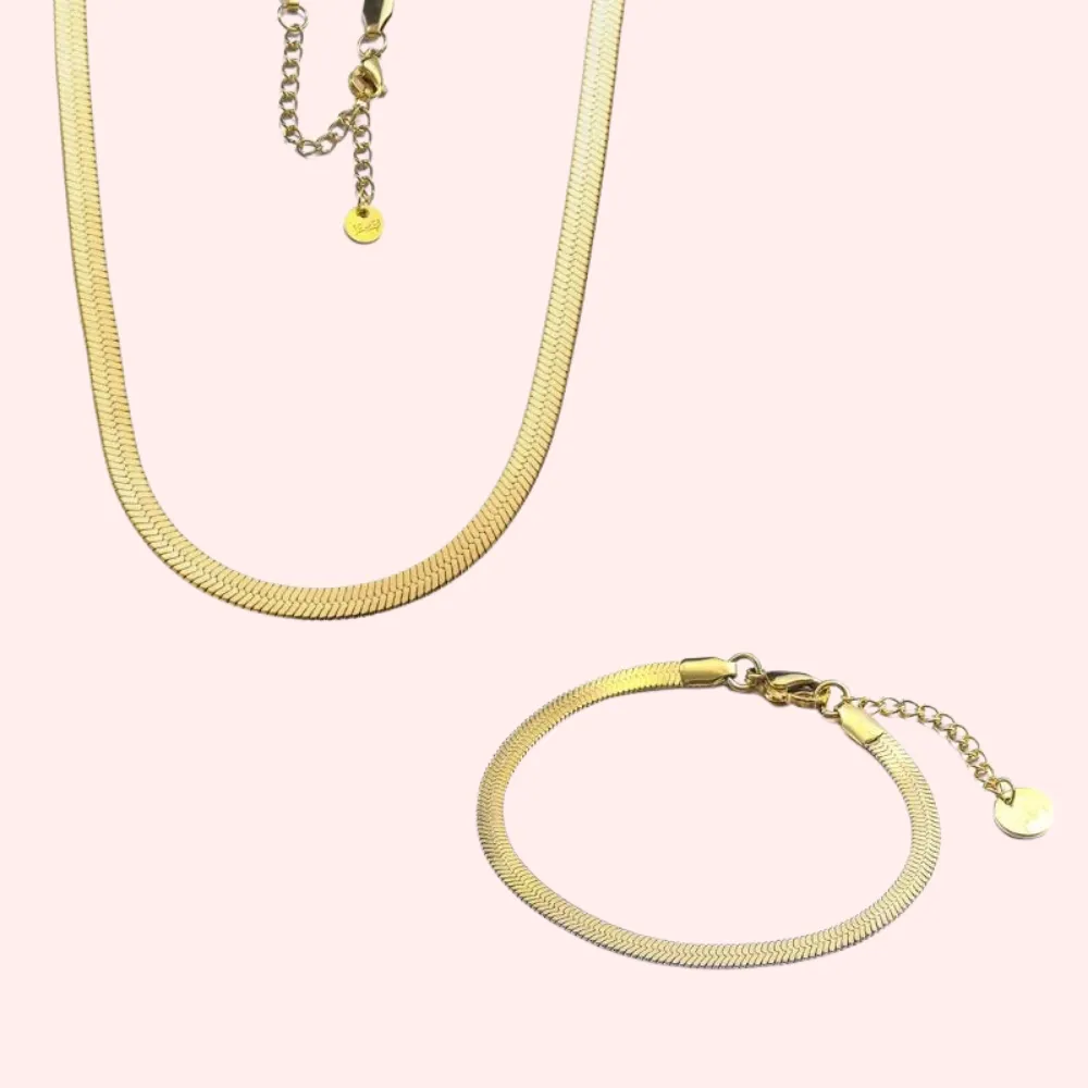 Snake Chain Necklace and Bracelet Set