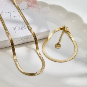 Snake Chain Necklace and Bracelet Set