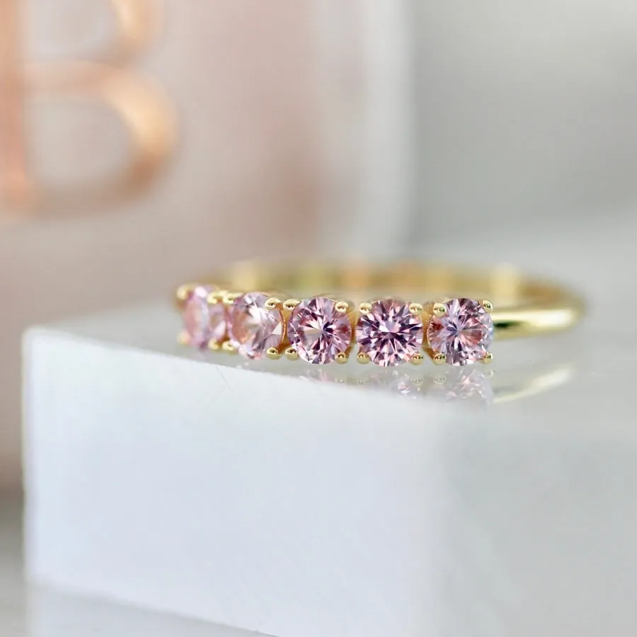 Spellbound Pink Round Brilliant Cut Sapphire Band