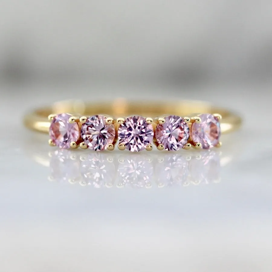 Spellbound Pink Round Brilliant Cut Sapphire Band