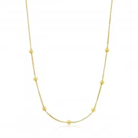 Sterling Silver Shiny Gold Plated Modern Beaded Necklace N002-03G