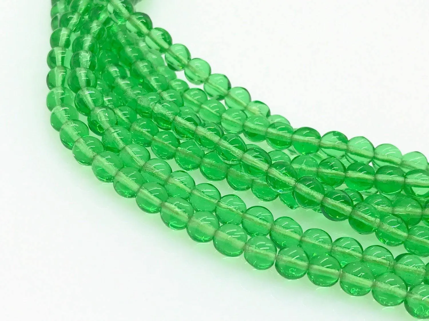 Stunning 1930s Green Glass Bead 7 Strand Necklace