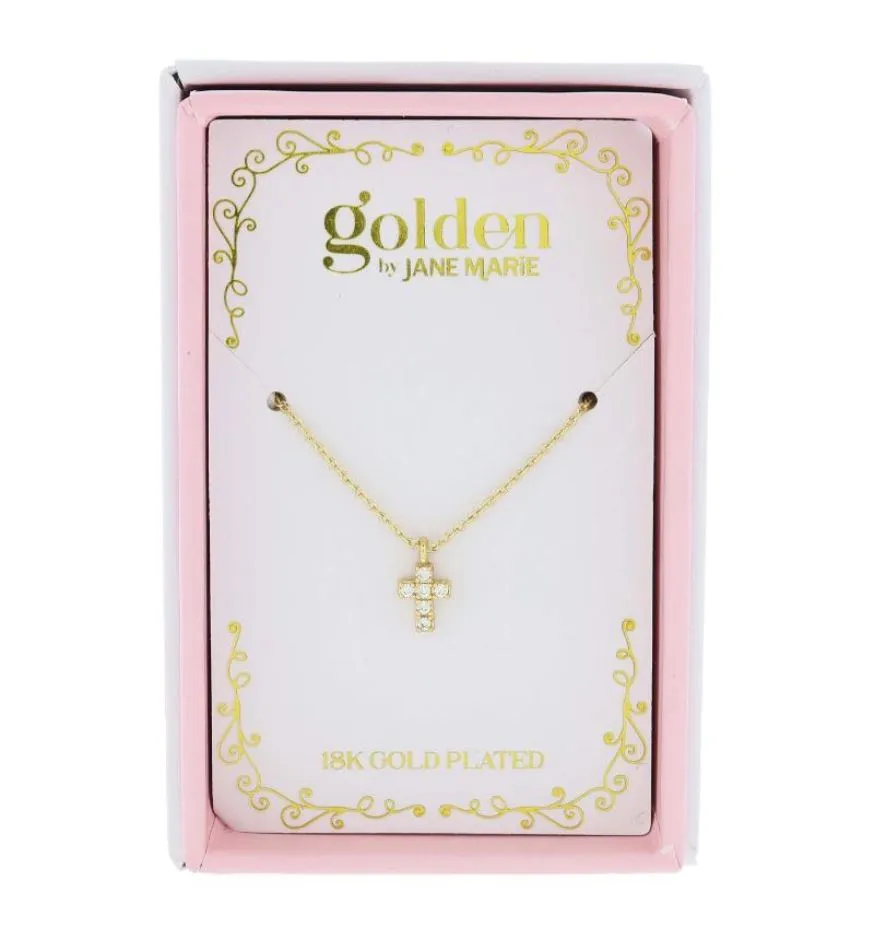 Sweetheart Kids 18K Gold Plated Crystal Cross Necklace