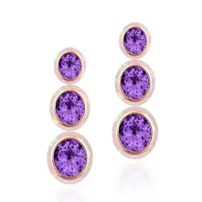 Three-Tier Drop Amethyst Opal Earring
