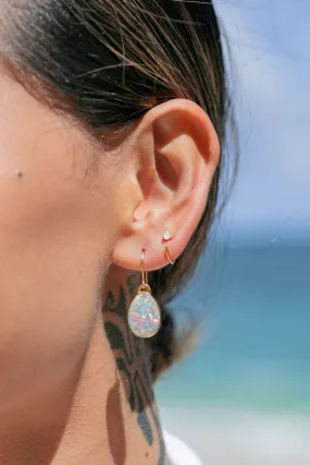Tiny Open Opal Hoop Earrings - Kalino