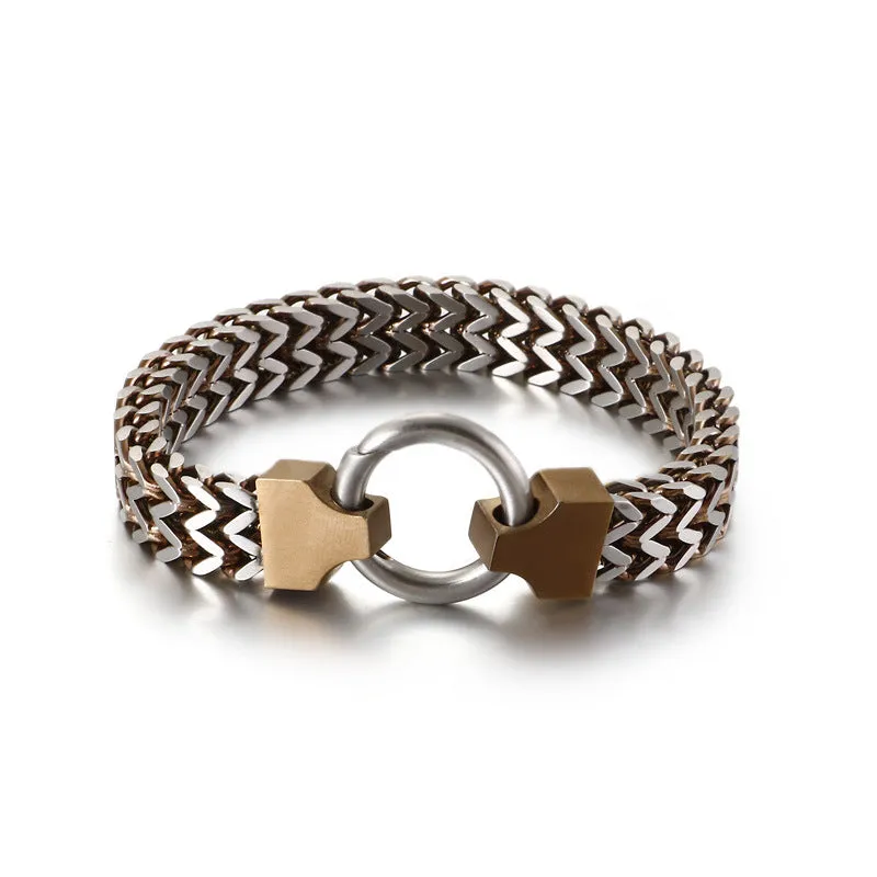 Trendy Men's Double-Layer Fish Scale Bracelet in Titanium Steel - European and American Retro Jewelry