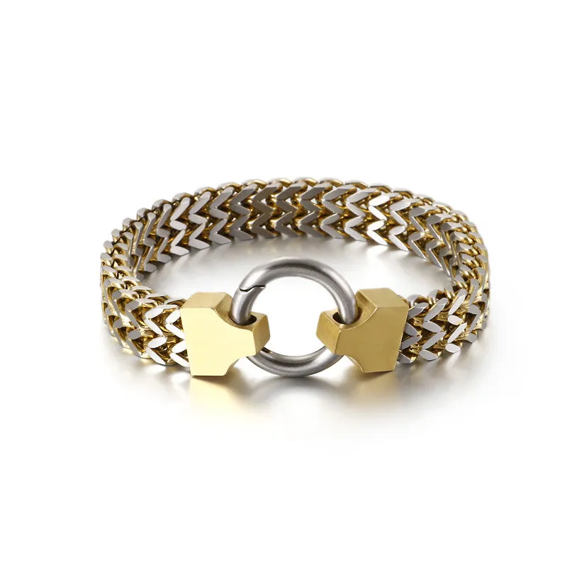 Trendy Men's Double-Layer Fish Scale Bracelet in Titanium Steel - European and American Retro Jewelry