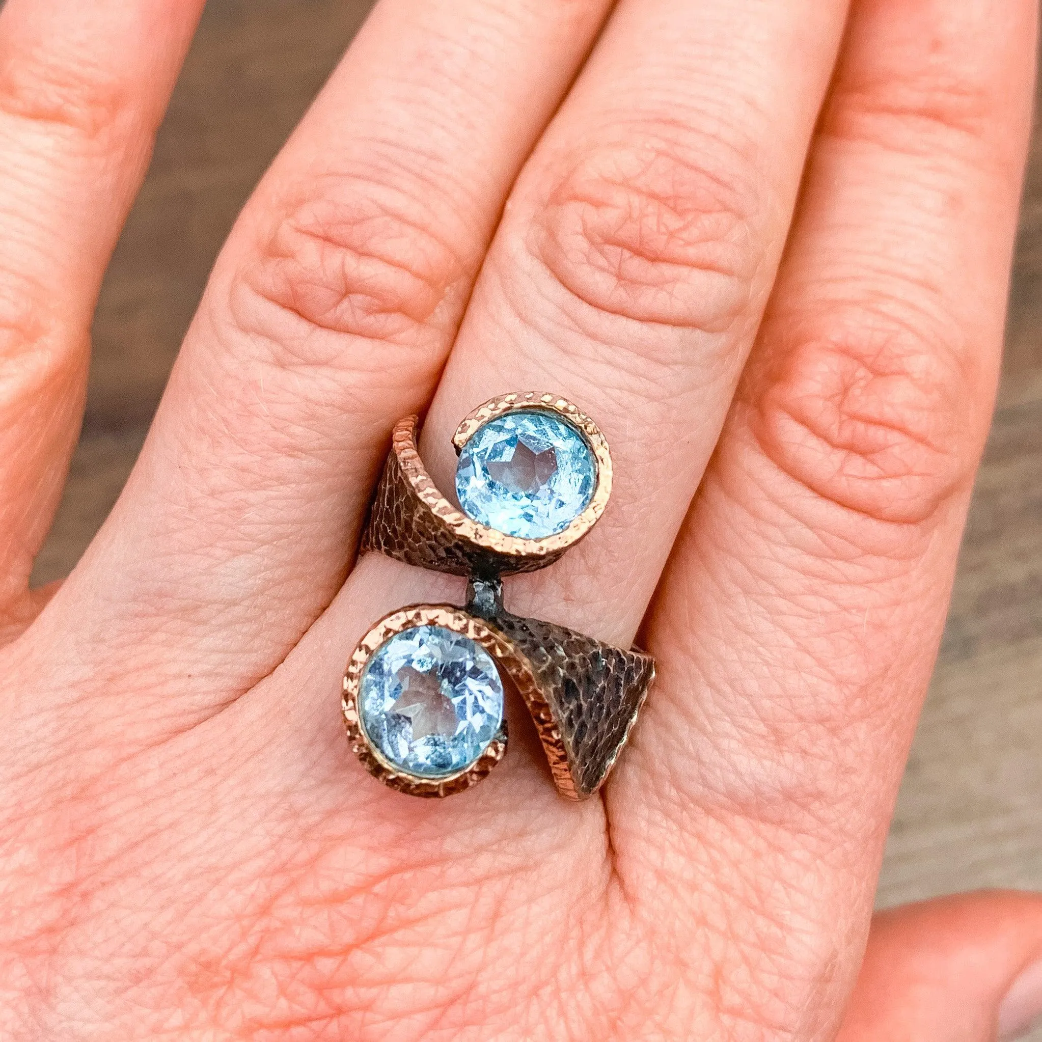 Twin Topaz Statement Designer Ring