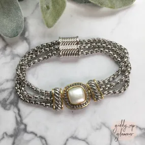 Two Toned Square Magnetic Bracelet in Pearl