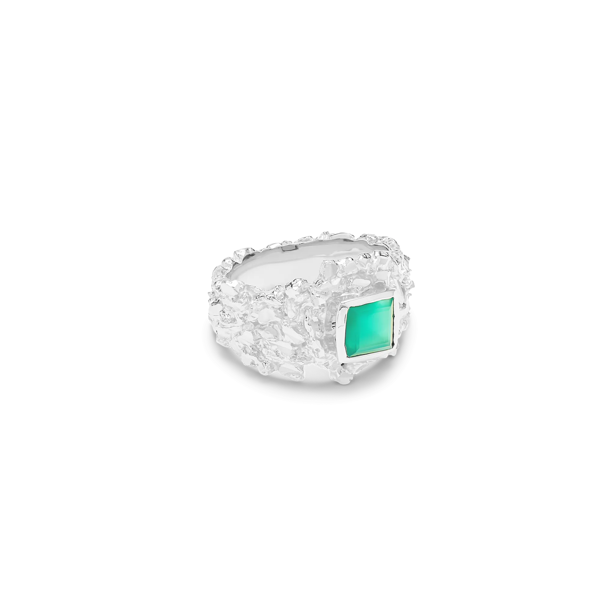 VC015 Gold Hammered Gem Ring