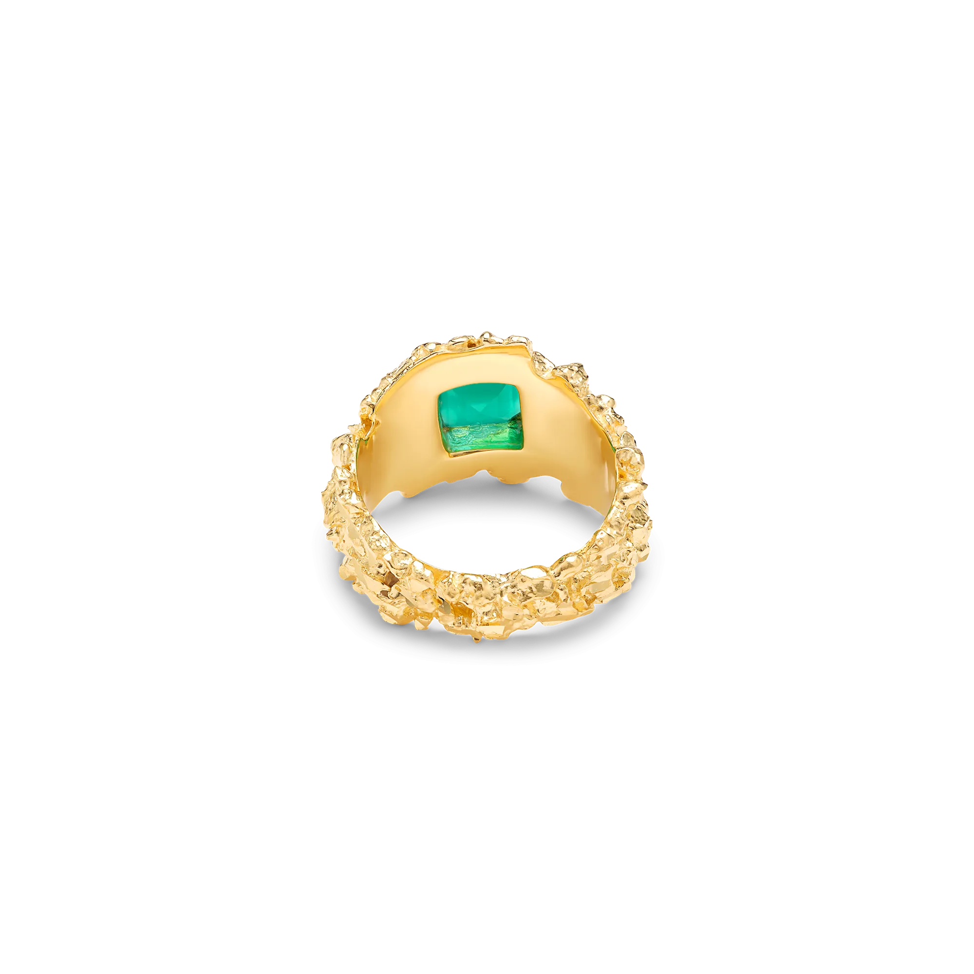 VC015 Gold Hammered Gem Ring