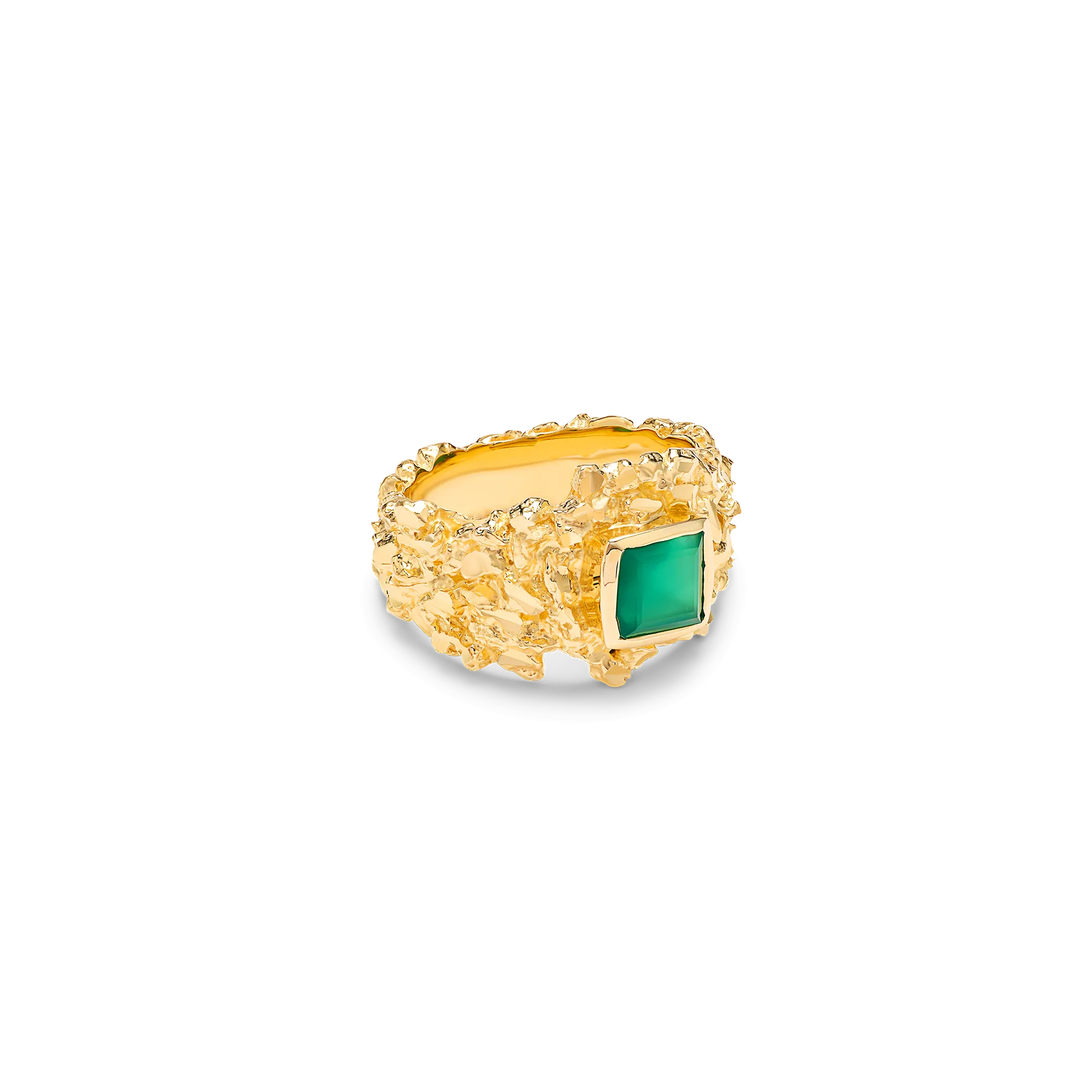 VC015 Gold Hammered Gem Ring
