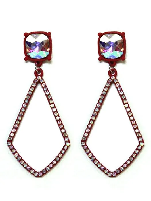 VE3025 Iridescent Post Rhinestone Kite Earrings
