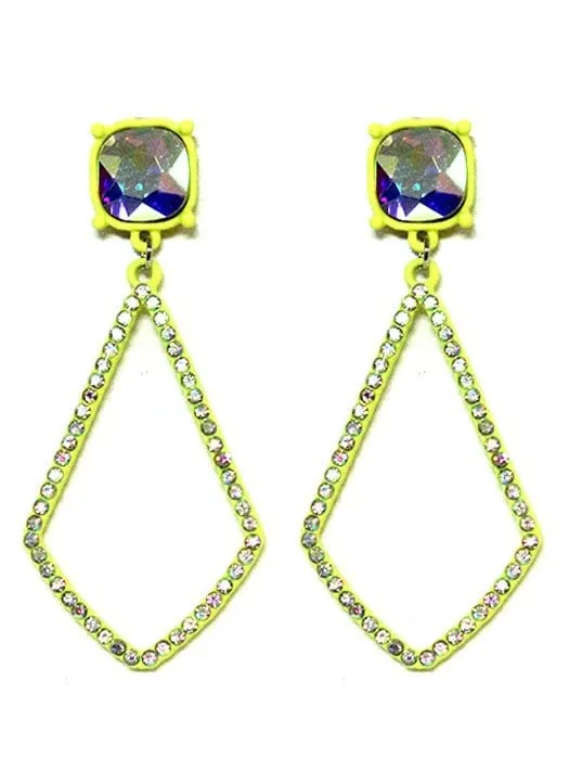 VE3025 Iridescent Post Rhinestone Kite Earrings