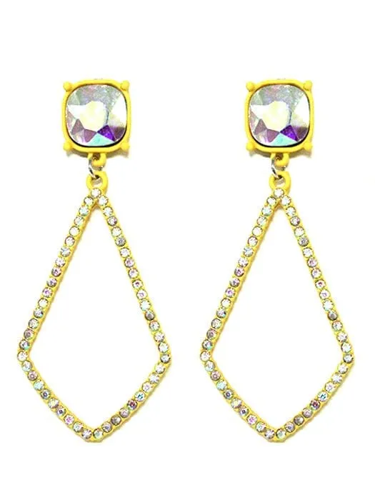 VE3025 Iridescent Post Rhinestone Kite Earrings
